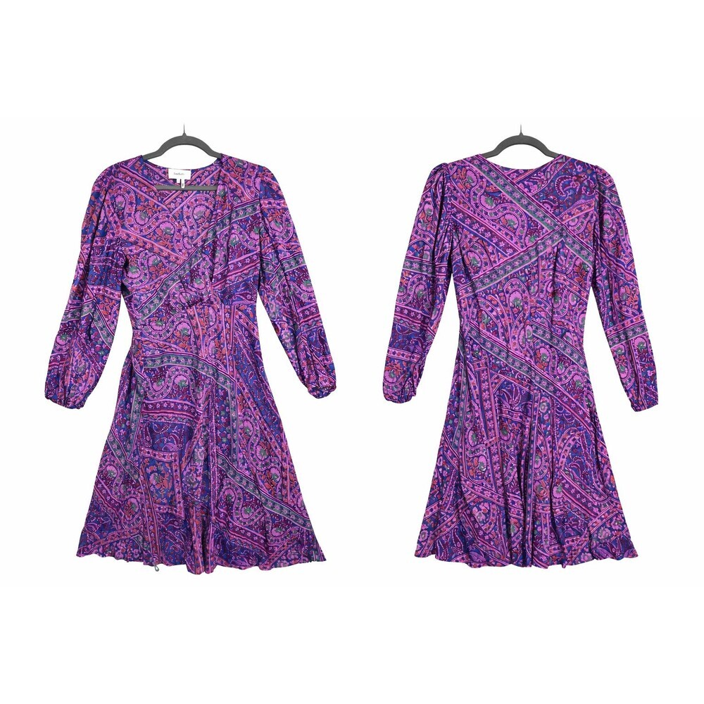 ba&sh Paisley Print V-Neck Long Sleeve Dress Multicolor size L